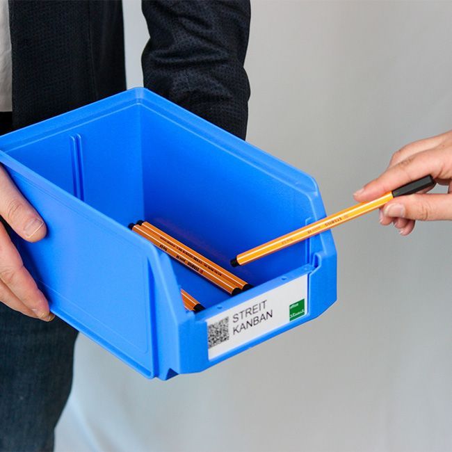 Kanban-Box von STREIT mit Stiften