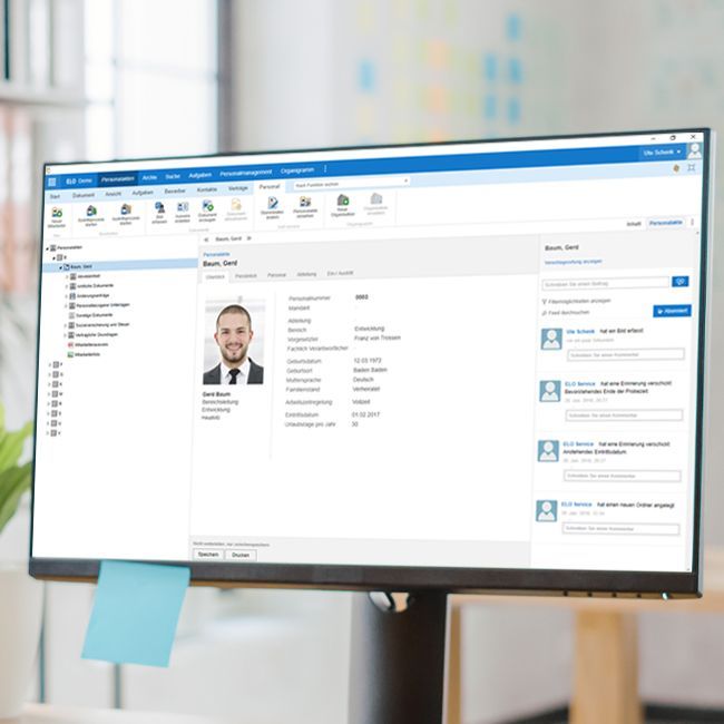 Desktop mit einer digitalen Personalakte
