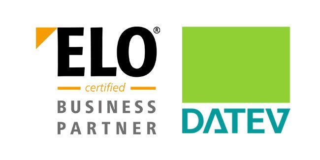 Partnerlogo von ELO und Logo von DATEV