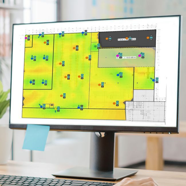 Bildschirm mit einer Heatmap der WLAN-Ausleuchtung
