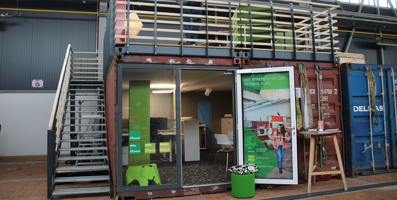 Containerbüro von Streit Service & Solution im Gründer- und Kreativzentrum "Die Halle" in Villingen-Schwenningen