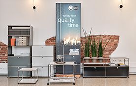 USM-Regale und Einrichtungsgegenstände im Showroom von Streit Service & Solution in der Lokhalle in Freiburg